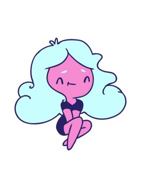 Tatlı Kawai kızının çizgi film çiziminin baskısı.