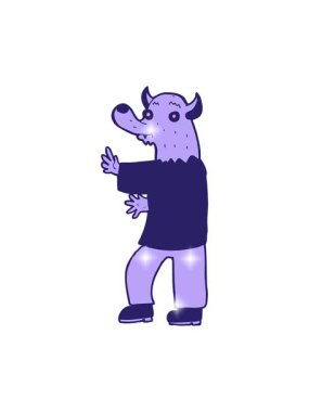 Çizgi film karakteri kurt adam animasyonu