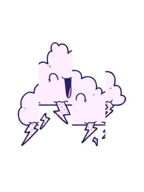 Bir gök gürültüsü bulutunun karikatürünü bölme hareketi