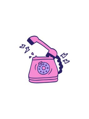 Çizgi film karalamalarının satış flaş animasyonu. Eski bir çevirmeli telefon.