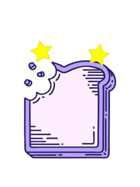 dönen yıldızlar, ısırılmış bir ekmek diliminin ikonik dövme tarzının animasyonu.