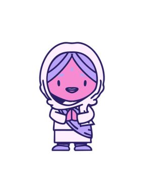 Dikkat çeken çizgi filmdeki mutlu Hintli kadın animasyonu.