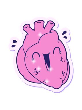 Bir karikatür kalp gülen bir karikatür çıkartmasının ışıltılı etkisi