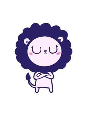 Bir çizgi film aslanının hareketli animasyonu