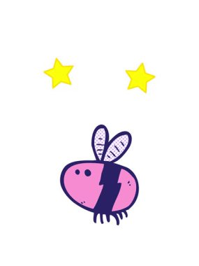 dönen yıldızların çizgi film animasyonu vızıldıyor.