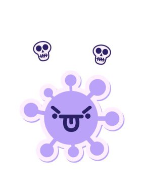 Kafatası animasyonu dönen kızgın yüz dili yapışkan.