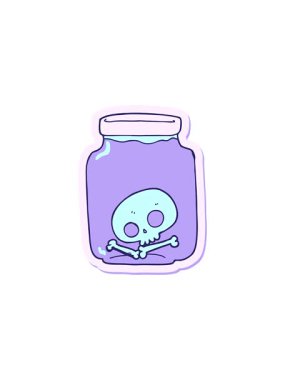 Kafatası olan bir karikatür kavanozunun radyoaktif parlak animasyonu