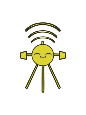 Uydu tasarımının sevimli çizgi filminin renk animasyonu değişiyor