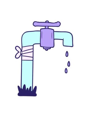 Eski karikatür su musluğunun titreşimli animasyonu