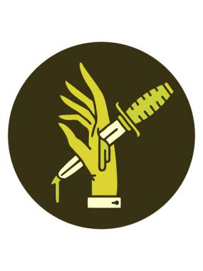 Bir hançerin elindeki resmin renk animasyonu değişiyor