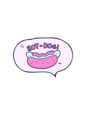 freehand çizilmiş konuşma balonu karikatürü hotdog 'un radyoaktif parlak animasyonu