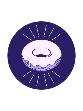 Dövme stili buzlu donut ikonunun dönen hareket animasyonu