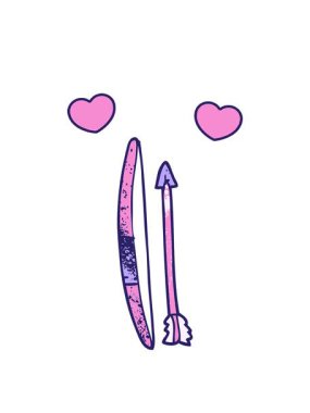 dönen kalpler çizgi film animasyonu bir yay ve okun karalaması