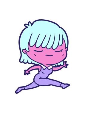 neon renkli çizgi film karakteri kadının basınçlı animasyonu