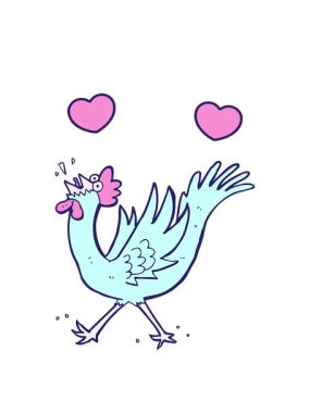 dönen kalpler çizgi film horoz görüntüsünün animasyonu