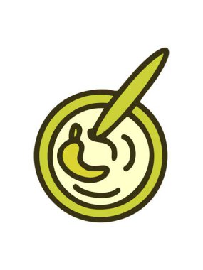 Brezilya biberinin renk değiştiren animasyonu küçük kase çizimine batırılmış