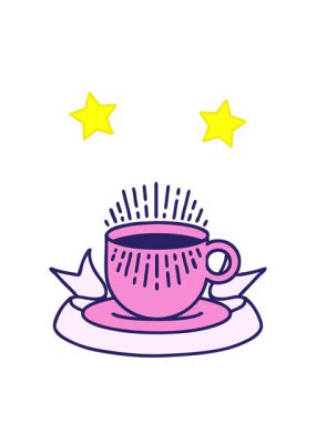 dönen yıldızlar geleneksel dövme animasyonu ve bir fincan kahve bayrağı