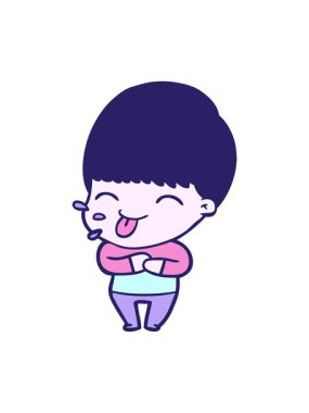 Dilini dışarı çıkaran çizgi film karakterinin parlak ışık efekti.