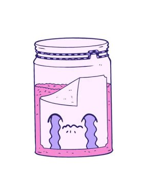 Çizgi film kavanozunun ağlamasının hareketli animasyonu