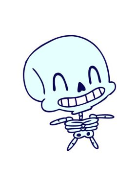 Ürkütücü kawaii iskeletinin serbest çizim çizgi filminin neon ışık efekti animasyonu