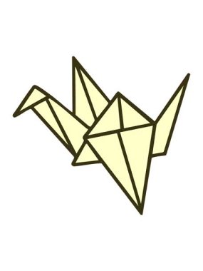 Japon katlanmış kağıt origami kuşunun renk animasyonu değişiyor