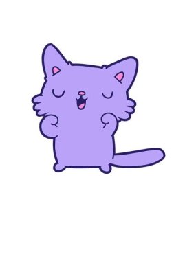 Uyanın ve yüzün mutlu kedi çiziminin animasyonu