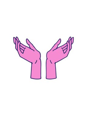 Açık ellerin ikonik dövme tarzının radyoaktif parlayan animasyonu