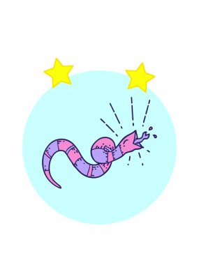 dönen yıldızlar dövme stili tıslayan yılan ikonunun animasyonu