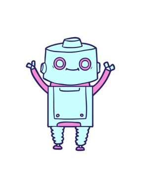 Bir çizgi film androidinin hareketli animasyonu