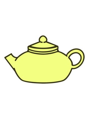 Sade bir Japon çay demliği tasarımının renk değişimi