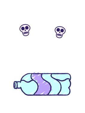 Soda Şişe Tebeşiri Çiziminin dönen kafatası animasyonu