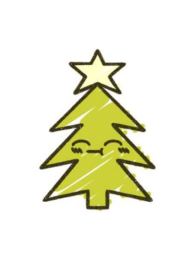 Noel Ağacı Tebeşir illüstrasyonunun renk animasyonu değişiyor