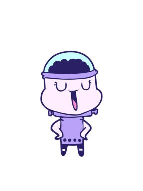 Mutlu çizgi film robotunun yanıp sönen radyal çizgileri.