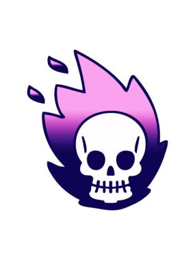 neon ışık efektleri gradyan gölgelendirilmiş karikatür kafatasının canlandırması