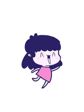 Çizgi film kadın tasarımının yanıp sönen radyal çizgileri