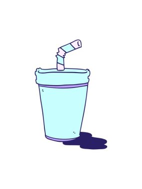 Karikatür soda bardağının basınçlı animasyonu