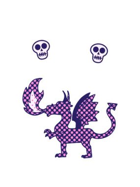 Çizgi roman tarzı kırmızı ejderhanın kafatası animasyonu