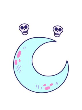 Garip çizgi film hilal ayının dönen kafatası animasyonu