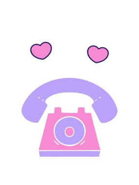 Eski bir telefon ikonunun düz sembolünün dönen kalp animasyonu