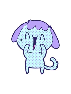 Çizgi filmdeki kıkırdayan köpeğin hareketli baskısı