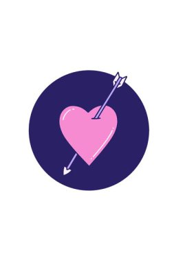 Bir ok ve kalp karikatürünün ikonik dövme tarzının yatay titreşimli animasyonu