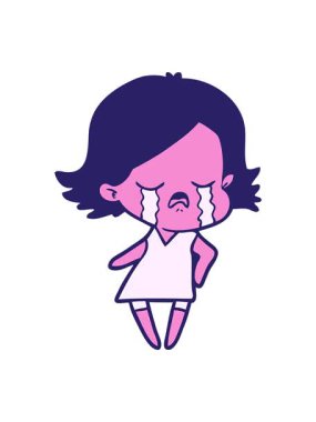 Karikatürist kızın ağladığı bir animasyon.