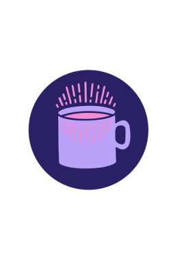 Yatay olarak titreşen ikonik dövme tarzı kahve karikatürü.