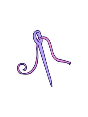 Çizgi film karalama iğnesi ve ipliğin satış animasyonu