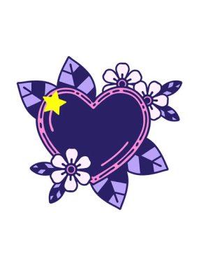 Parlayan yıldızlar botanik kalp karikatürünün animasyonunu etkiler.