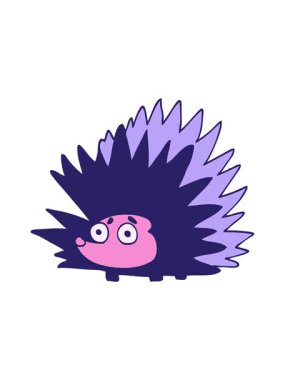 Dikkat çekici çizgi film animasyonu. Karalama, çivili kirpi.