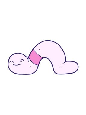 Solucanın çizgi film elementinin hareketli animasyonunu oynat