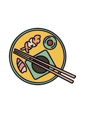 Tabakta sunulan geleneksel Japon Onigiri yemeklerinin dönen hareketli animasyonu