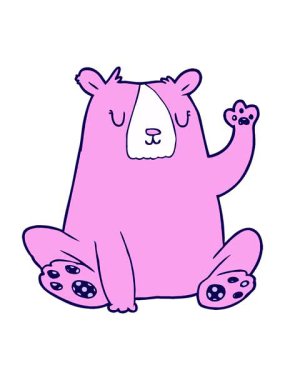 Çizgi film ayı çiziminin neon ışık efekti animasyonu