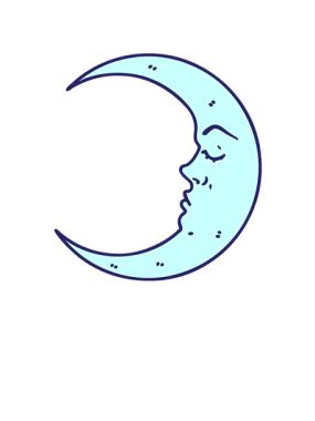 Hilal şeklinde bir dövmenin yükseliş ve yüzme animasyonu